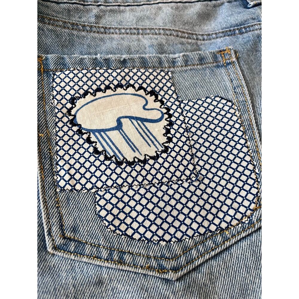Custom Reworked Patchwork Denim Skirt Size 34 - Picture 5 of 6